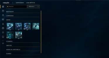 Ouro 1 com 50 Champs e 6 Skins