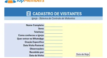 Excel para Controle e gestão de Visitantes de Igrejas