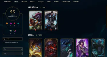 CONTA DE LOL PLATINA 2 COM 23 SKINS E 50 CAMPEÕES BARATO