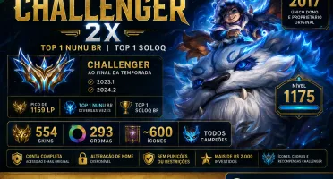🏆 Conta League Of Legends Br — Challenger 2X + Top 1 Br