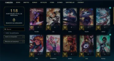 Unranked com 40 Champs e 10 Skins ( MAIN SUP )