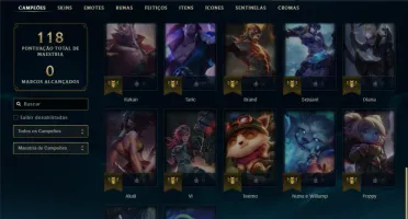 Unranked com 40 Champs e 10 Skins ( MAIN SUP )