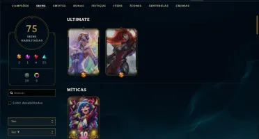 Conta ouro 2 com 75 skins e 138 champs