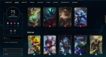 Conta ouro 2 com 75 skins e 138 champs