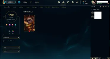 Conta 190 skins (das mais variadas). Leia a descrição.