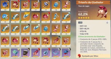 CONTA AR45- DILUC+ZHONGLI+XIAO + 57 RESINAS + GEMAS -NA-PC