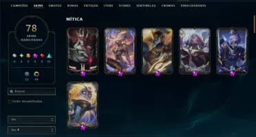 Mestre com 150 Champs e 78 Skins ( 429 PDL ) +6 Prestigios