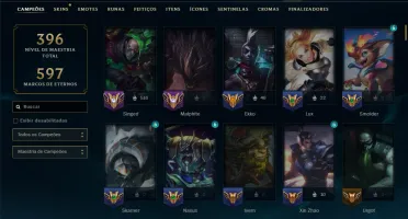 Mestre com 150 Champs e 78 Skins ( 429 PDL ) +6 Prestigios