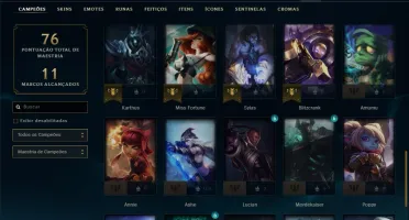 Conta prata 4 com 12 skins e 41 champs