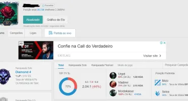 Conta LOL - Diamante IV, 67% de WR