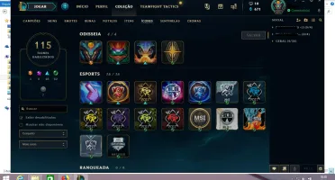 Conta Ouro 2, com 111 campeoes,47 skins e 111 icones