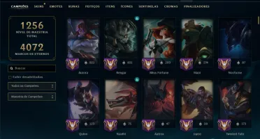 Platina 1 com TODOS os Champs e 571 Skins ( Nivel 873 )