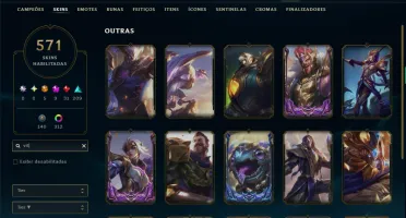 Platina 1 com TODOS os Champs e 571 Skins ( Nivel 873 )