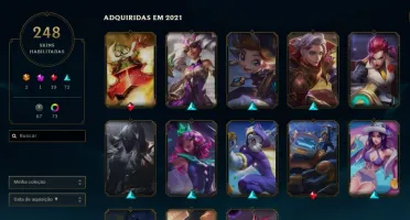 Conta Platina 1 (D2 mmr) com todos os champs e 248 skins.