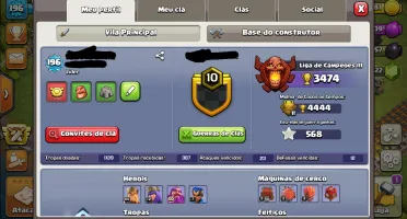 Vendo CV 13 - Líder de Clã nível 10 com 50 membros ativos