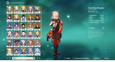 Conta Genshin Impact com 15 personagens 15 e 5 armas