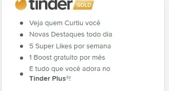 TINDER GOLD 1 MÊS