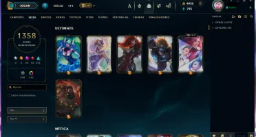 Conta Lol Platina | Lv 1099 | 1358 Skins | 8932 Rp Grátis +
