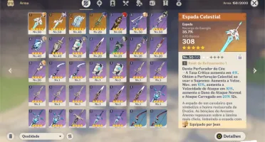 GENSHIN IMPACT 5 X 5 ESTRELAS 4X5 ARMAS 20 PERSONAGENS AR35