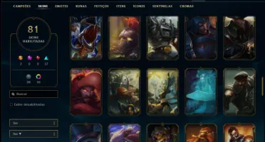 Conta ouro 3 com 113 champs e 81 skins ( 5 Vitoriosas )
