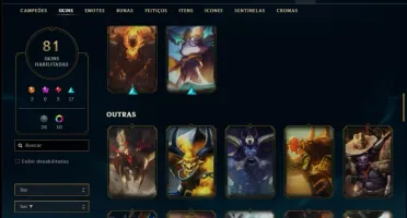 Conta ouro 3 com 113 champs e 81 skins ( 5 Vitoriosas )