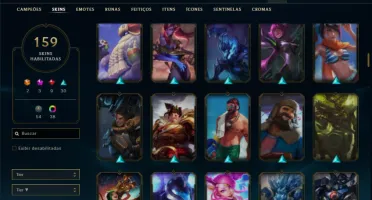 Conta Unranked com TODOS os champs e 159 Skins ( ADC / TOP )