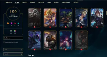 Conta Unranked com TODOS os champs e 159 Skins ( ADC / TOP )