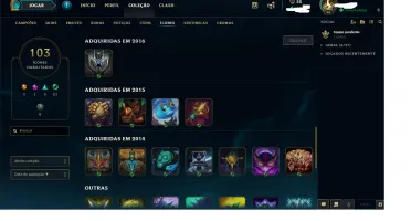 Conta DIamont V league of legends +90 skin, 5ultimate