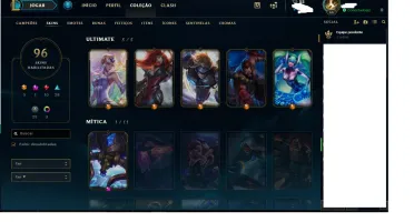 Conta DIamont V league of legends +90 skin, 5ultimate