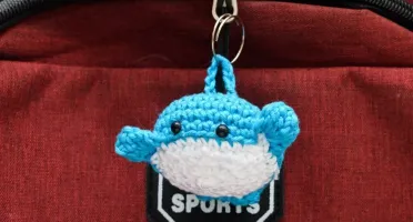 Chaveiro Mini Baleia Azul em Amigurumi