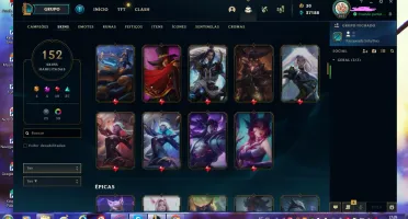 conta lol com 4 Ultimates e 4 Prestígio