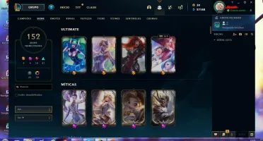 conta lol com 4 Ultimates e 4 Prestígio