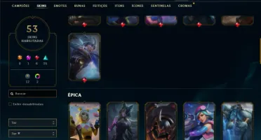 Unranked com 90 Champs e 53 Skins + 30 Espolios