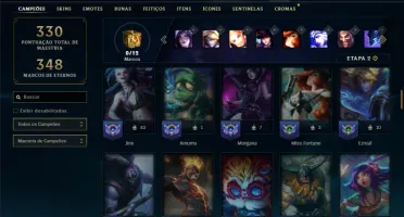 Unranked com 90 Champs e 53 Skins + 30 Espolios