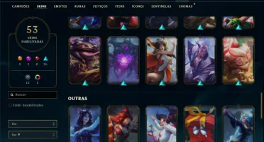 Unranked com 90 Champs e 53 Skins + 30 Espolios