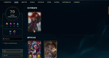 Conta LOL| 70 Skins|Gold 3| 97 Campeões