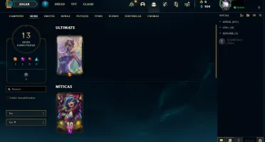 Conta LoL Unranked ( Season passada era Platina 1 )