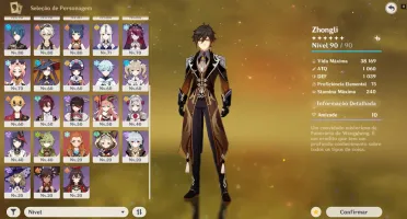 Conta Genshin AR57 com 12 personagens 5* + 5 armas 5*