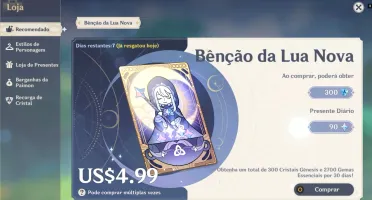 Conta Genshin AR57 com 12 personagens 5* + 5 armas 5*