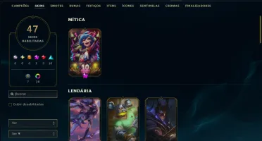 Ouro 3 com 95 Champs e 47 Skins ( JG / MID / ADC )