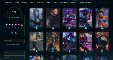 Ouro 3 com 95 Champs e 47 Skins ( JG / MID / ADC )