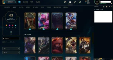 Conta LOL Platina - 102 champions e 43 skins - lvl 184