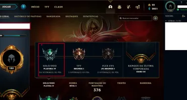 Conta LOL Platina - 102 champions e 43 skins - lvl 184