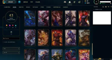 Conta LOL Platina - 102 champions e 43 skins - lvl 184