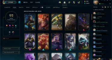 Vendo conta de lol com 92 skins lv 176