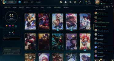 Vendo conta de lol com 92 skins lv 176