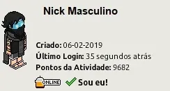 CONTA HABBO 2019 COM VISUAIS