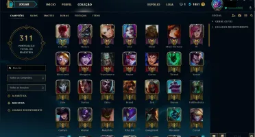 Conta Bronze 1 20 skins e 103 champions.