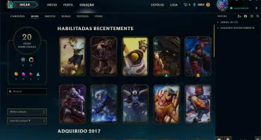 Conta Bronze 1 20 skins e 103 champions.