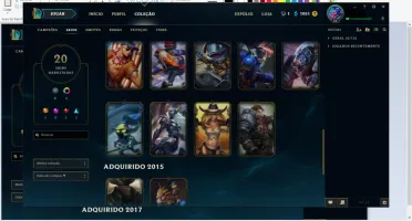 Conta Bronze 1 20 skins e 103 champions.